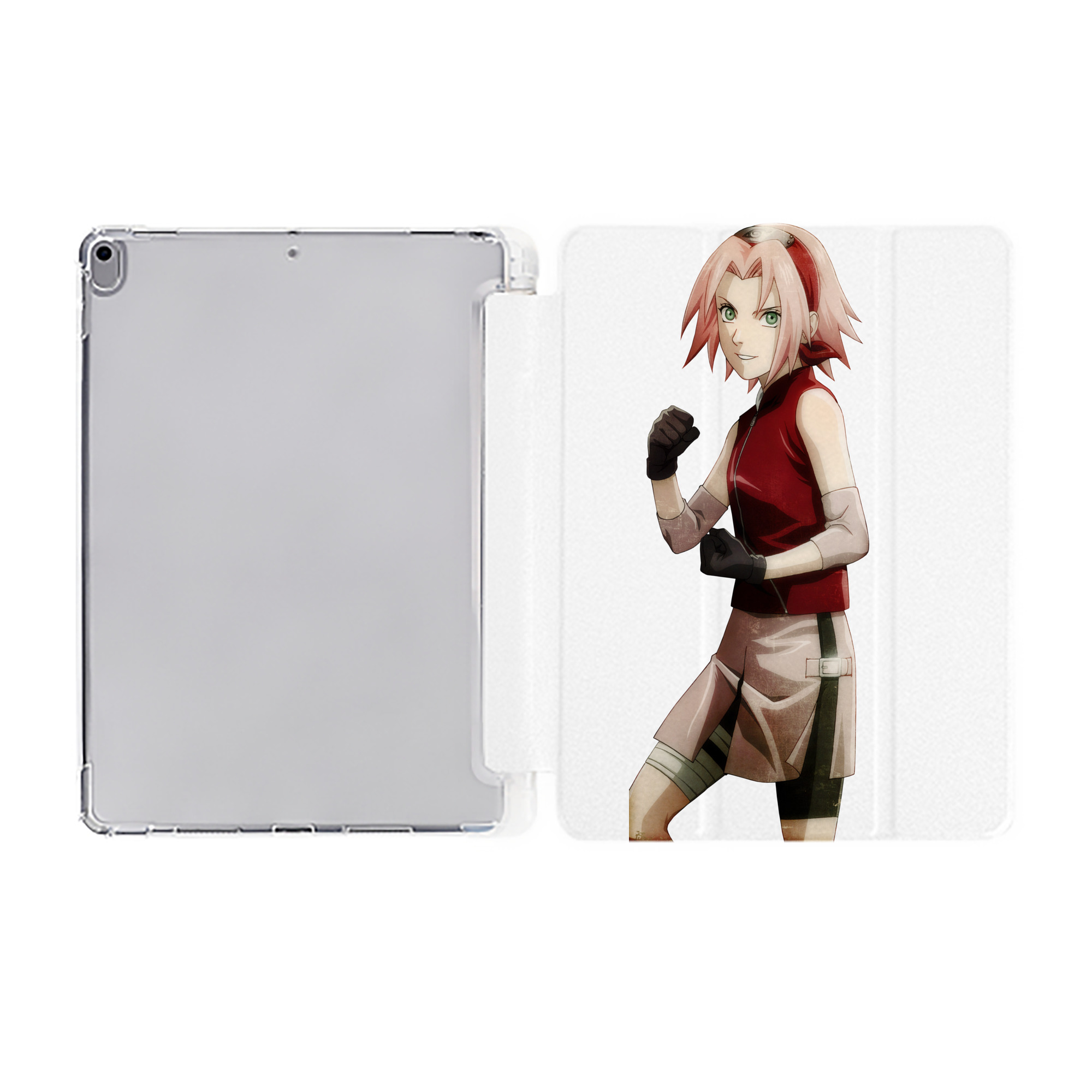 （画像用） NARUTO -ナルト- 春野サクラ Haruno Sakura IPad ケース ペン収納付き 三つ折りスタンド PUレザー×シリコン 対応機種9.5/10.5/10.9インチ
